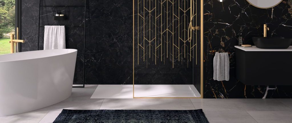 Bathroom-Review-Solo-Design-walk-in-with-Art-Deco-Glass-black-marble-Kinewall