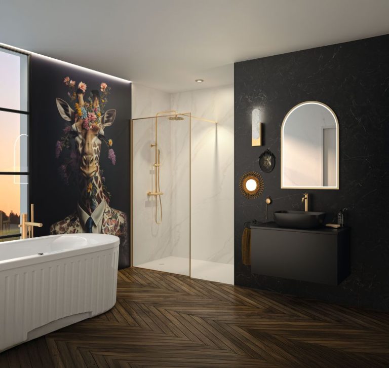 Bathroom-Review-Installer Show 2025 Solo-Design-gold-Giraffe-Kinewall