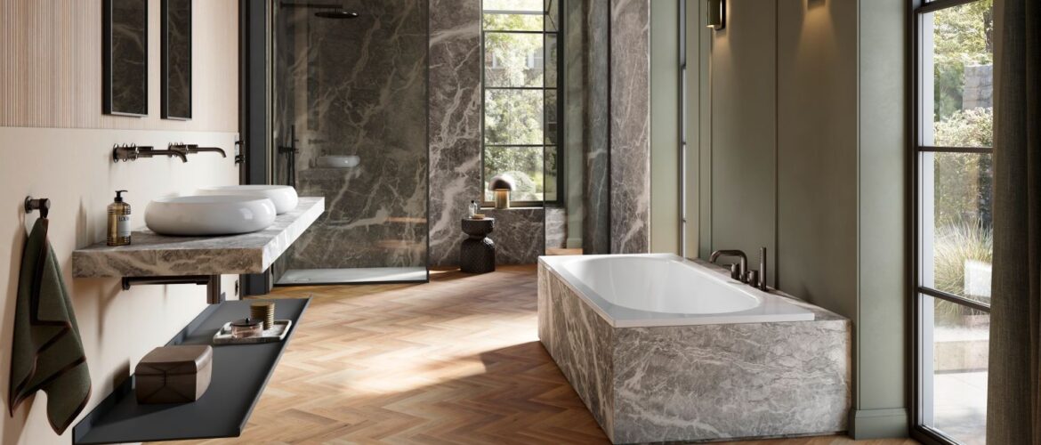 A-bathroom-with-a-Bette-shower-tray and bath